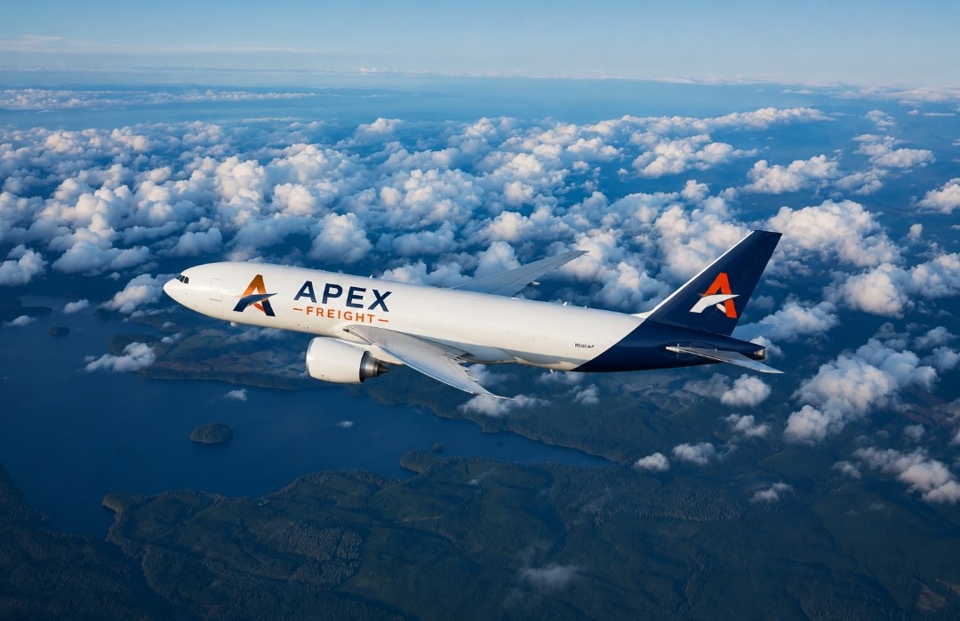 Apex Freight cargo aircraft above the clouds