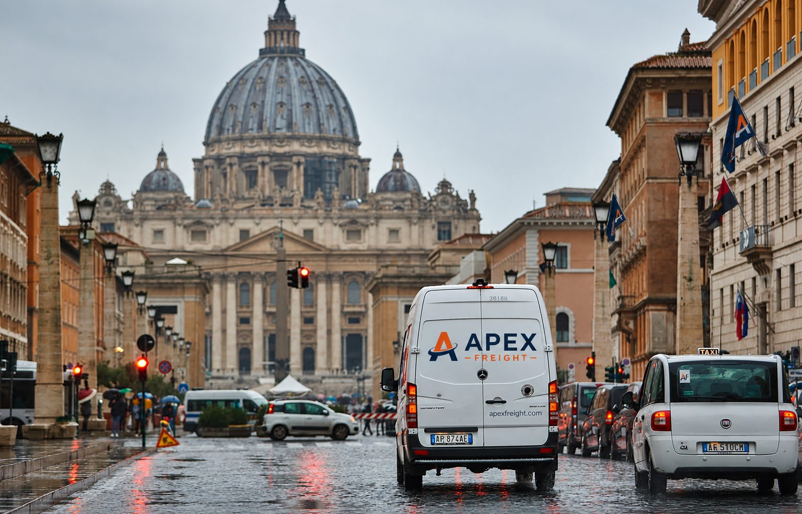 Apex Freight delivery van in Rome, Italy